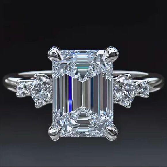 🩵 NEW Stunning square cut 4 carat white sapphire ring 🩵 - Picture 5 of 5